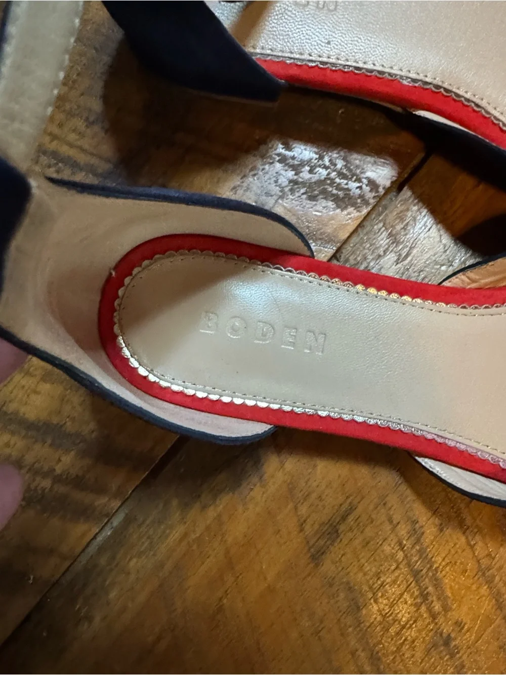 Boden navy blue suede ankle strap pointed toe flats Size 42 = 10.5 - Picture 7 of 14